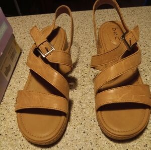 B.O.C. Brown Wedge Sandals Womens Size 9M
